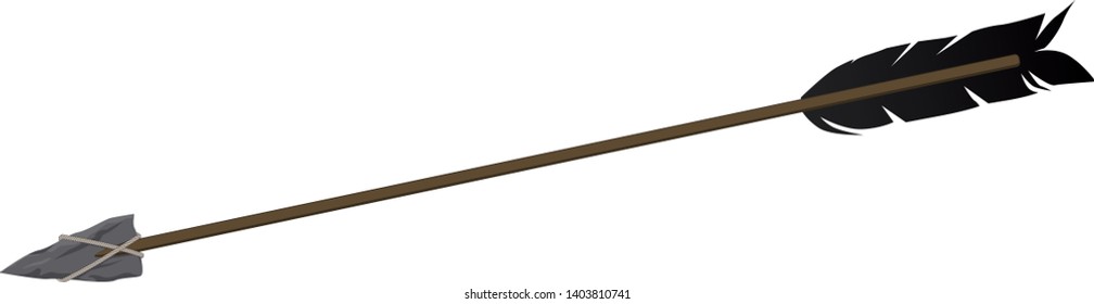 Arrow with a stone arrowhead, EPS 8 vector illustration