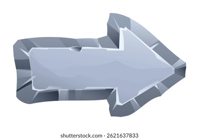 Arrow stone board with sharp jagged edges and rough surface, giving it a fractured look. Stone element for game and web. Ui or gui design element. Vector cartoon illustration