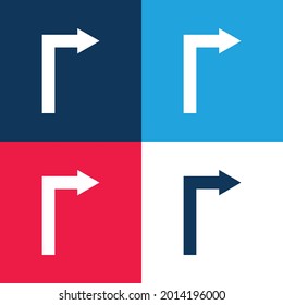 Arrow Straight Angle To Turn To Right blue and red four color minimal icon set