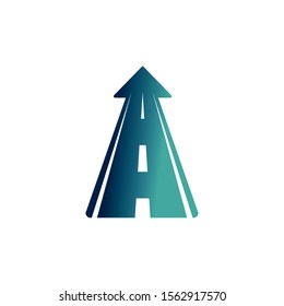 arrow straight asphalt road gradient icon vector illustration