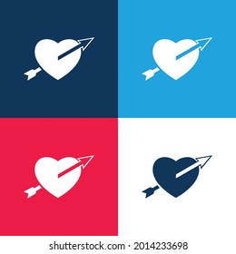 Arrow Straight To The Heart blue and red four color minimal icon set