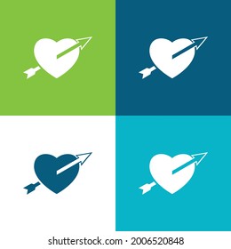 Arrow Straight To The Heart Flat four color minimal icon set