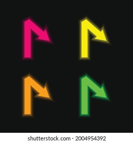 Símbolo de línea recta de flecha con un icono vectorial de cuatro colores brillante de neón