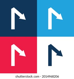 Arrow Straight Line Symbol With An Angle blue and red four color minimal icon set