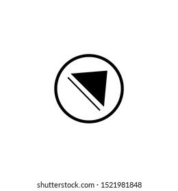Arrow with stripe in black circle on white background. Icon