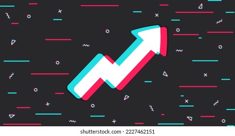 Up arrow. Striving forward. Achievement of assigned tasks. Dark background with direction indicator. Vector illustration