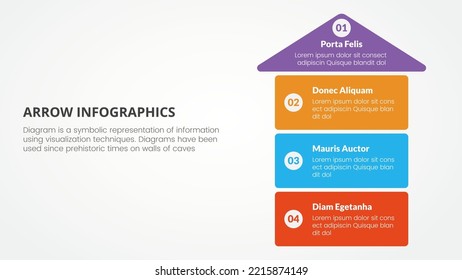 arrow style infographic slide presentation template with modern flat style color with 4 arrow on right side vertical
