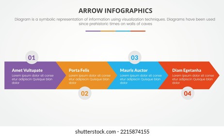 arrow style infographic slide presentation template with modern flat style color with 4 arrow to right direction