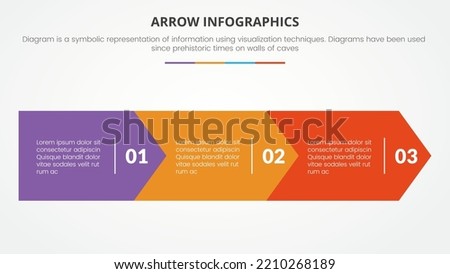 arrow style infographic slide presentation template with modern flat style color with 3 arrow horizontal direction