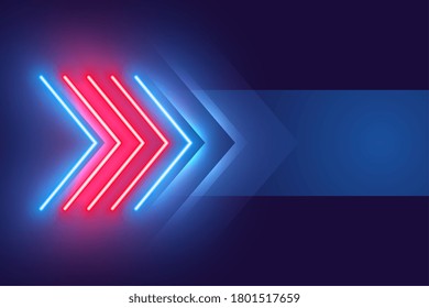 arrow style neon light effect background design