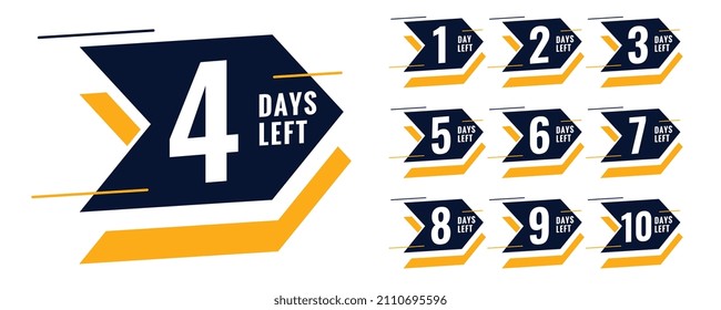 arrow style number of days left promotional banner set