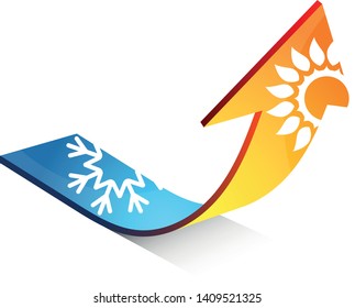 Arrow sun and snowflake symbol for air conditioner and ventilation