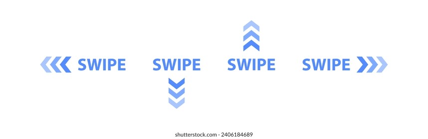 Arrow swipe up, down, left, right icon. Finger scroll interface. Concept move on the story. Social media. Vector illustration.