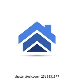 Up arrow symbol and a blue house. High-end real estate or construction symbol.