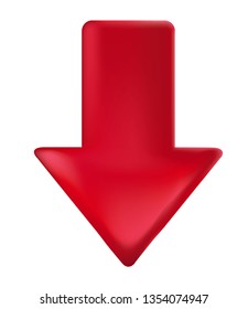 Arrow symbol button download 3D vector icon isolated on white background