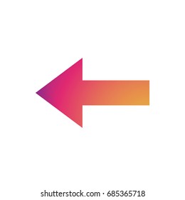 Arrow symbol with color gradient pointing left. Vector illustration