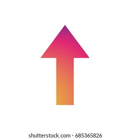 Arrow symbol with color gradient pointing up, top. Vector illustration