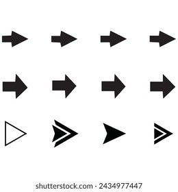 Icono de concepto de símbolo de flecha. Mini flechas establecen iconos para la web y la aplicación móvil. Elementos de iconos digitales. Símbolo simple creativo en negrita negro. 