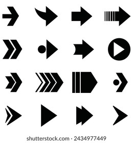 Arrow symbol concept icon. Mini Arrows set icons for web and mobile app. Digital icons elements. Black bold creative simple symbol. 