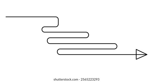 Arrow Symbol Continuous Line Icon, Arrow pointing right, continuous one line drawing vector. Single line Arrow pointing right, vector background. Arrow pointing right, icon. Continuous outline pro. 