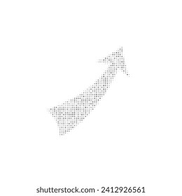 The up arrow symbol filled with black dots. Pointillism style. Vector illustration on white background