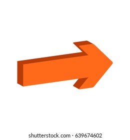 Arrow symbol. Flat Isometric Icon or Logo. 3D Style Pictogram for Web Design, UI, Mobile App, Infographic. Vector Illustration on white background.