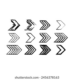 Arrow symbol icon, grunge texture vector element direction symbol illustration for graphic design