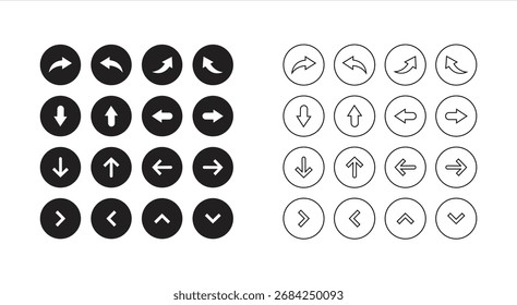 ícone de símbolo de seta definido para web design. ilustração de vetor