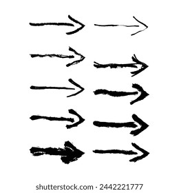 Arrow symbol icon, vector element of grunge texture direction symbol illustration for graphic design