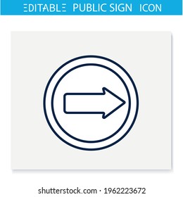 Arrow symbol line icon. Navigation pointer. Left direction. Road traffic sign. Public place navigation. Universal public building signs concept. Isolated vector illustration. Editable stroke