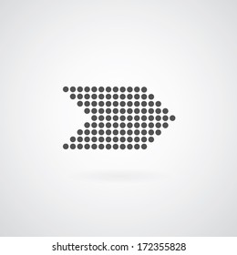 arrow symbol on gray background 