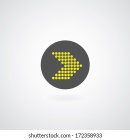 arrow symbol on gray background 