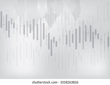 Arrow symbol Pointed down to show the power to make graphs down. on gradient gray background. Vector illustration. Copy space. Background for financial presentation.