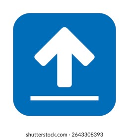 Arrow Symbol pointing up on blue background, upload icon, vector illustration isolated, eps
