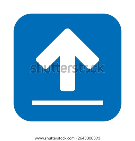 Arrow Symbol pointing up on blue background, upload icon, vector illustration isolated, eps