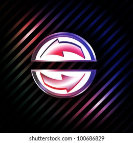 Arrow symbol in round shape over dark background