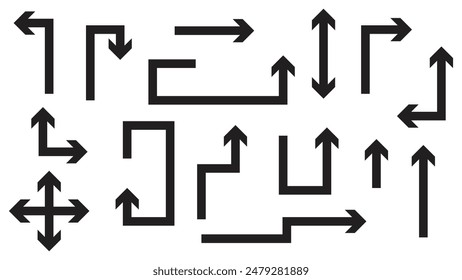 PfeilsymbolSet auf weißem Hintergrund isoliert. Grafikdesign element