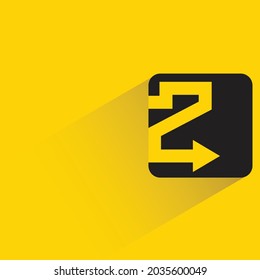 arrow symbol with shadow on yellow background