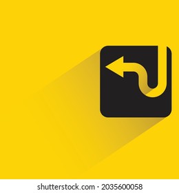 arrow symbol with shadow on yellow background