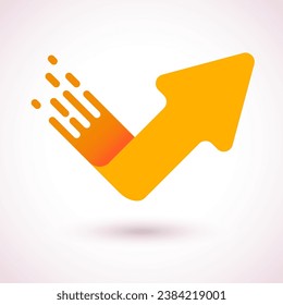 Arrow symbol, sign, icon. Yellow arrow. Yellow direction pointer