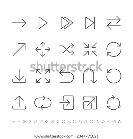 Arrow symbol thin icons. Pixel perfect.