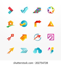 Arrow symbol vector logo icon set. Collection of colorful signs.