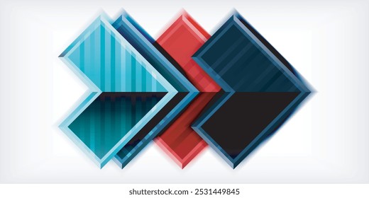 Pfeilsymbole mit 3D-Effekten und geometrischer abstrakter Linienstruktur-Hintergrund erstellt