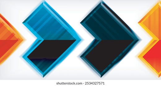 Arrow symbols created with 3d effects and line texture geometric abstract background