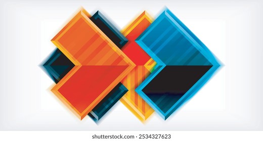 Símbolos de flecha creados con efectos 3D y fondo abstracto geométrico de textura de línea