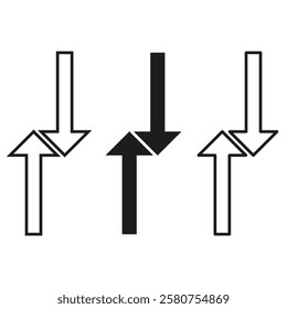 Arrow symbols. Up and down. Movement graphic. Vector illustration.