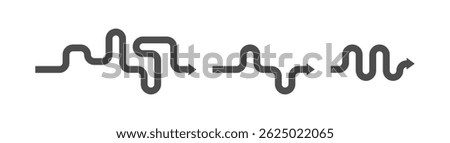 Arrow symbols for infographics. Direction steps concept. Turn, cycle, straight direction, snake movement.