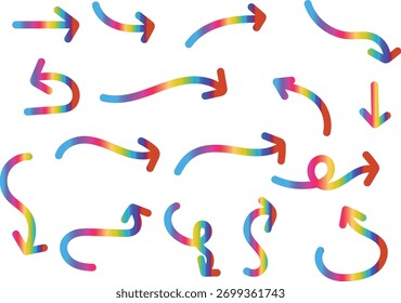 Símbolos de flecha con Ilustración vectorial de degradado de arco iris