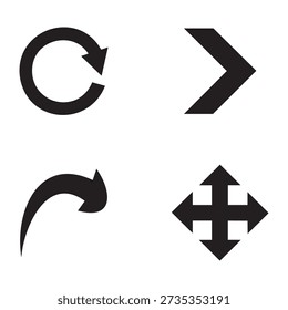 Arrow symbols for refresh, next, undo, and move navigation interface design.