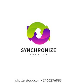Arrow synchronize, technology logo design illustration 2 
